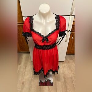 Elegant Dolls Kill Red and Black Lace Dress